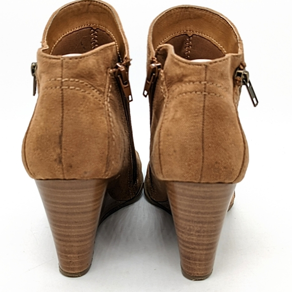 Ruff Hewn Holley Ankle Boots Wedge Heel Tan Brown Zippers Women's Size 9. - Picture 5 of 7